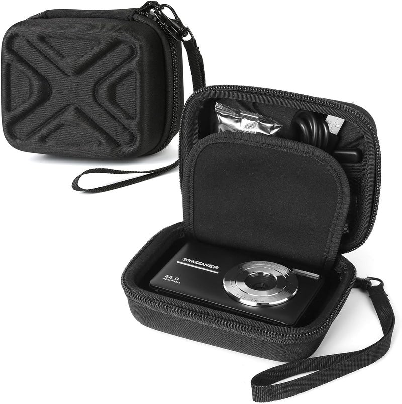 BLK8IGHT Digital Camera Case for AbergBest 21 Mega Pixels 2.7" LCD Rechargeable HD/Kodak Pixpro/Canon PowerShot ELPH 180/190/Sony DSCW800/DSCW830 Cameras, Travel Carrying Protective Case for Camera- Black - Image 1